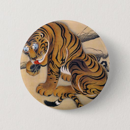 Jakuchu_ 虎図 ronde button 5,7 cm (Voorkant)