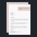 JALAINE Modern Blush Guest Name Dinner Menu<br><div class="desc">Dit diner menu kenmerkt een stompzinnig modern minimalistisch ontwerp en een douanenaam voor elke gast. Dit menu is perfect voor elke eenvoudige en klassieke gebeurtenis. Pas de kleur eenvoudig aan uw smaak aan.</div>