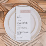 JALAINE Modern Blush Guest Name Dinner Menu<br><div class="desc">Dit diner menu kenmerkt een stompzinnig modern minimalistisch ontwerp en een douanenaam voor elke gast. Dit menu is perfect voor elke eenvoudige en klassieke gebeurtenis. Pas de kleur eenvoudig aan uw smaak aan.</div>