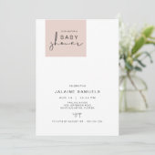 JALAINE Modern Blush Pink Block Girl Baby shower Kaart (Staand voorkant)