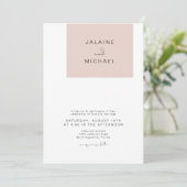 JALAINE Modern Blush Pink Block Photo Weddenschap Kaart (Staand voorkant)
