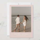 JALAINE Modern Blush Pink Block Photo Weddenschap Kaart (Achterkant)