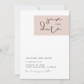 JALAINE Modern Blush Pink Block Save the Date Kaart (Voorkant)
