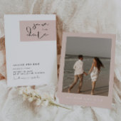 JALAINE Modern Blush Pink Block Save the Date Kaart