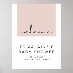JALAINE Modern Blush Pink Girl Baby shower Welkom Poster