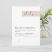 JALAINE Modern Blush Pink Wedding Bord Dank je Menu (Staand voorkant)