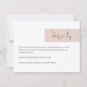 JALAINE Modern Blush Pink Wedding Details Kaart (Voorkant)