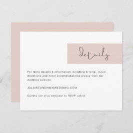 JALAINE Modern Blush Pink Wedding Details Kaart
