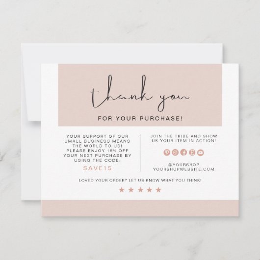 JALAINE Modern Roze Kleine Onderneming Dank u wel Kaart (Voorkant)