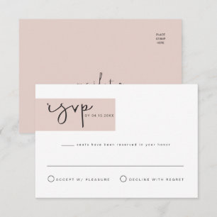 JALAINE Moderne Blush Kleurblok RSVP Postkaart Kaart