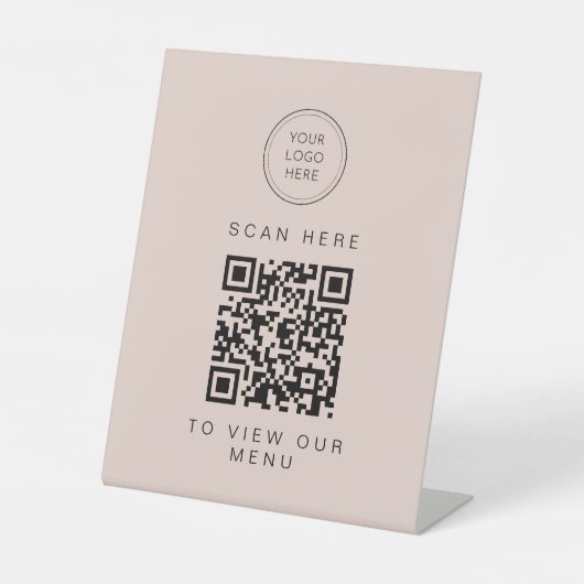 JALAINE Moderne Blush Pink Business Menu QR-code Reclamebord Met Voetstuk (Voorkant)