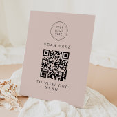 JALAINE Moderne Blush Pink Business Menu QR-code Reclamebord Met Voetstuk