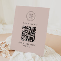 JALAINE Moderne Blush Pink Business Menu QR-code