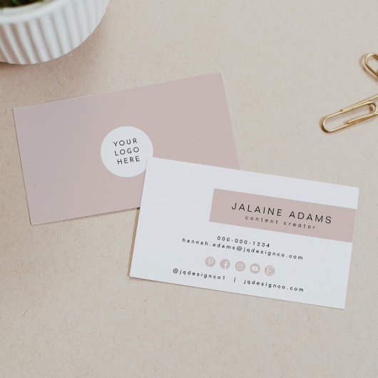 JALAINE | Moderne Blush Pink Simple Branding Busin Visitekaartje