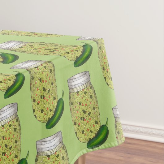 Jalapeno Jalapeño Hot Groene Pepper Relish Jar Tafelkleed (Voorbeeld)