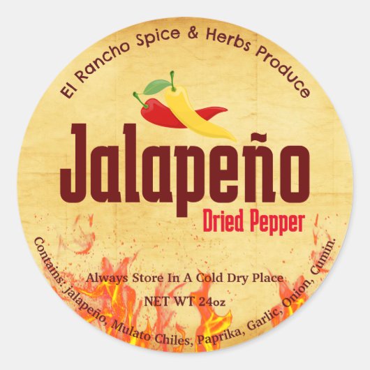 Jalapeño Pakket Aangepaste Label Sticker (Voorkant)