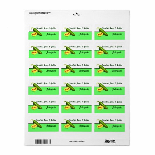Jalapeño Pepper Labels (Full Sheet)