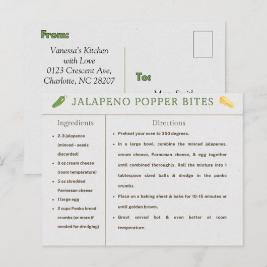 Jalapeno Popper Bites Thanksgiving Recept Kaart (Voorkant / Achterkant)