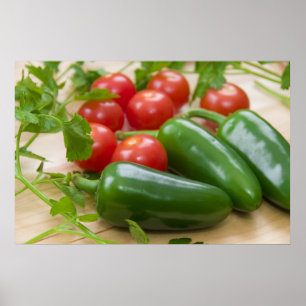 Jalapenos, Cherry Tomaten en Cilantro, vers Poster