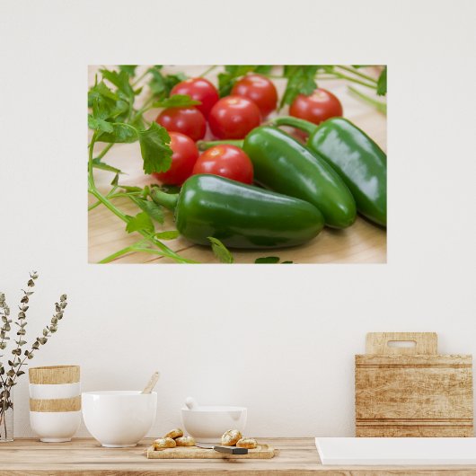 Jalapenos, Cherry Tomaten en Cilantro, vers Poster (Keuken)