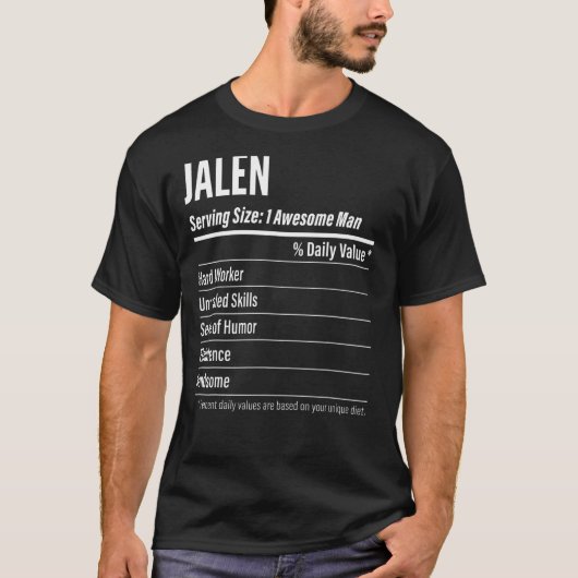Jalen Serving Maat Voeding Etiket Calorieën T-shirt (Voorkant)