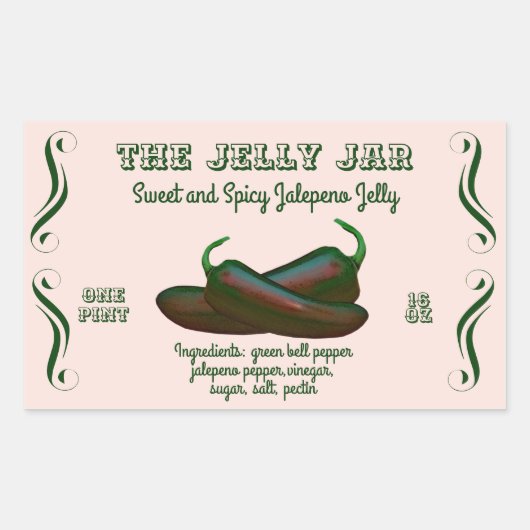 Jalepeno Jelly Home Canning Business Etiket (Voorkant)