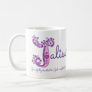 Jalisa naam betekenis decoratieve J monogram mok