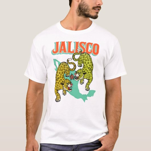 Jalisco, Mexico Jaguars en Roos World Travel Shirt (Voorkant)