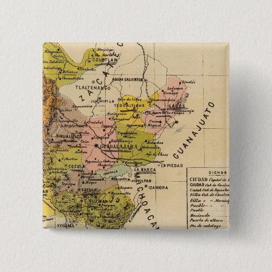 Jalisco, Mexico Vierkante Button 5,1 Cm (Voorkant)