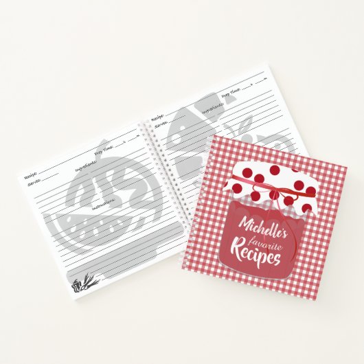 Jam en Gingham Personalized Recipes Notitieboek (Binnen)