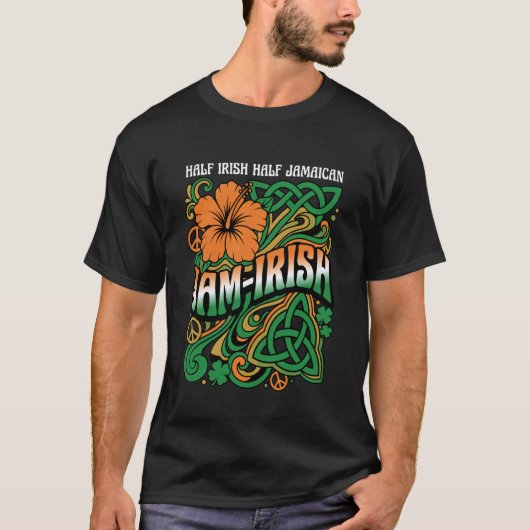 Jam-Iers Half-Iers Half-Jamaicaans St. Patrick's D T-shirt (Voorkant)