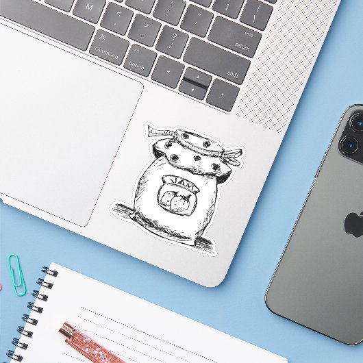 Jam Jar Sketch Sticker (Laptop met iPhone)