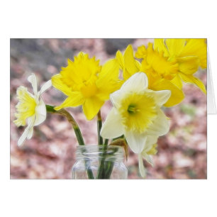 Jam Jar Vase vol Daffodils