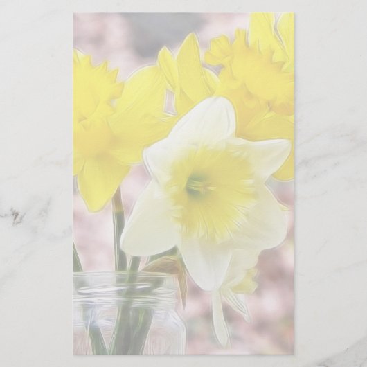 Jam Jar Vase vol Daffodils Briefpapier (Voorkant)