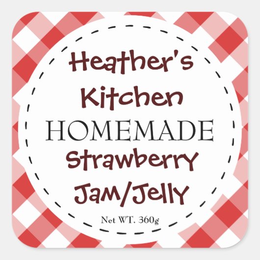 Jam/Jelly Vierkante Stickers met Controle (Voorkant)