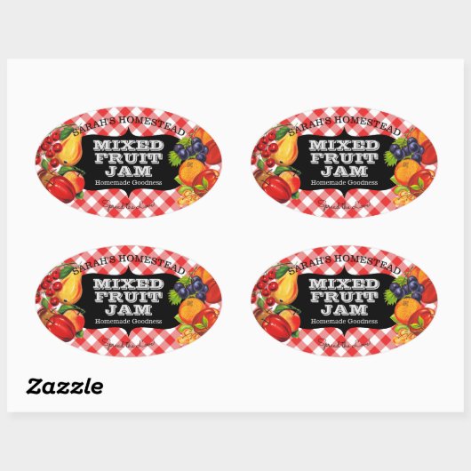 Jam Label Fruit Preserve Gingham (Vel)