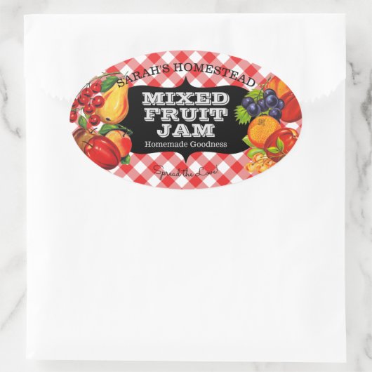  Jam Label Fruit Preserve Gingham (Tas)