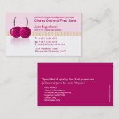 Jam met zacht fruit/conserveringsbedrijf visitekaa visitekaartje (Voorkant / Achterkant)