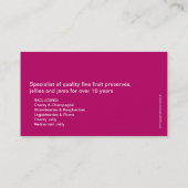 Jam met zacht fruit/conserveringsbedrijf visitekaa visitekaartje (Achterkant)