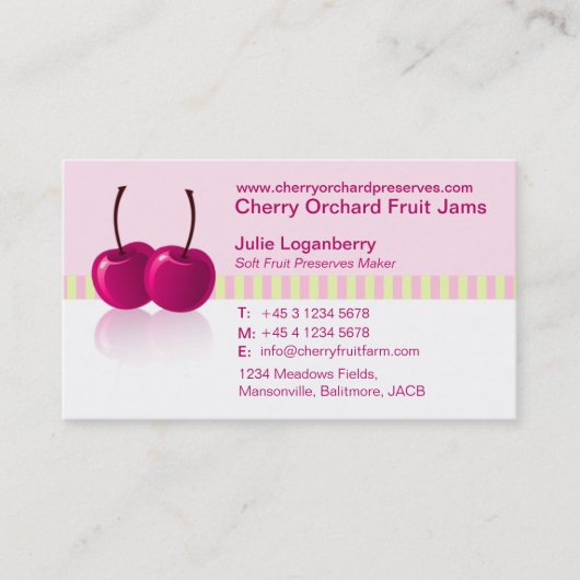 Jam met zacht fruit/conserveringsbedrijf visitekaa visitekaartje (Voorkant)