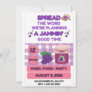JAM ON , Paarse Roze FAMILIE REÜNIE BBQ EVENEMENT Kaart