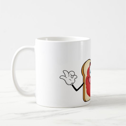 Jam on Toast Happy Face Coffee Mok (Links)