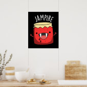 Jam-pire Funny Vampire Jam Pun Dark BG Poster (Keuken)