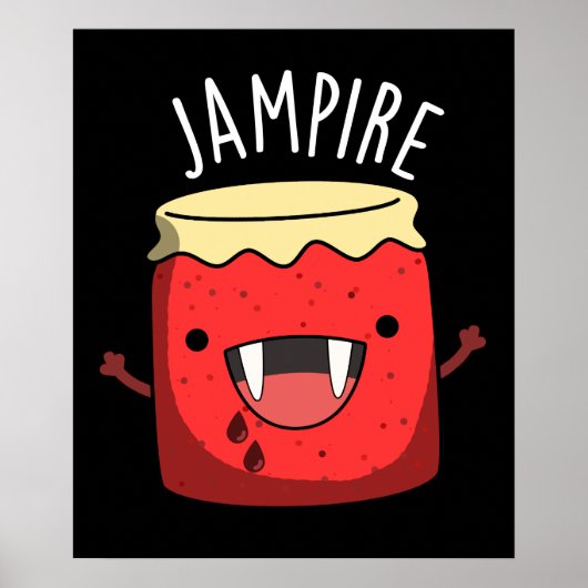 Jam-pire Funny Vampire Jam Pun Dark BG Poster (Voorkant)