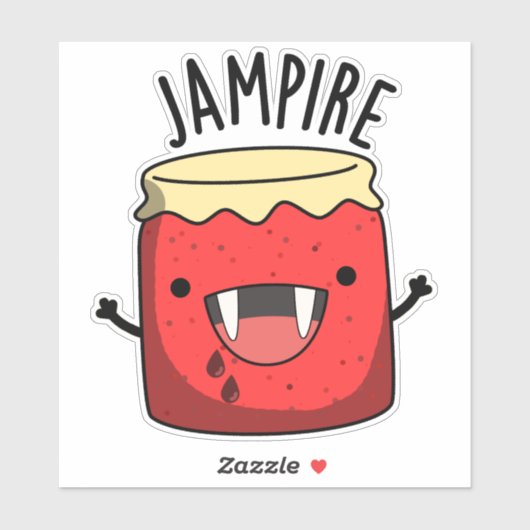 Jam-pire Funny Vampire Jam Pun Sticker (Vel)