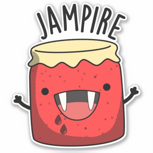 Jam-pire Funny Vampire Jam Pun Sticker (Voorkant)
