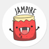 Jam-pire Grappige Vampier Jam Pun Ronde Sticker (Voorkant)