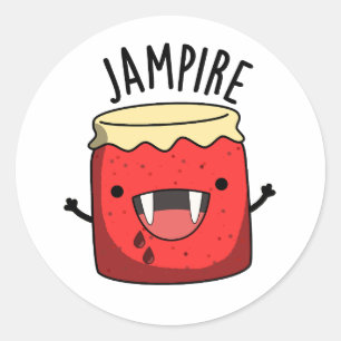 Jam-pire Grappige Vampier Jam Pun Ronde Sticker