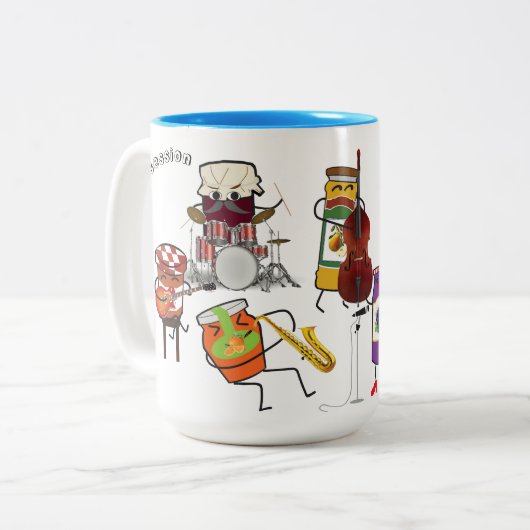 Jam Session Mug Tweekleurige Koffiemok (Voorkant links)