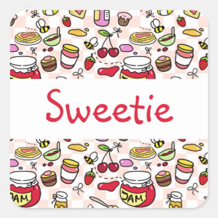 Jam sticker met tekst (bewerkbare tekst)